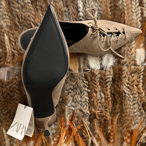 ZARA | High-Heeled Lace Up Mules - Picture 8 of 8